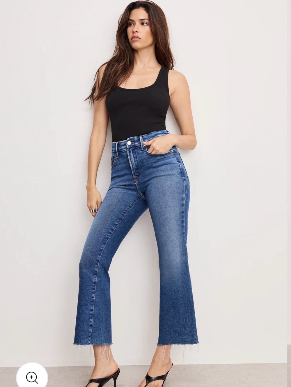 Good American High-Rise Cropped Flare Jeans